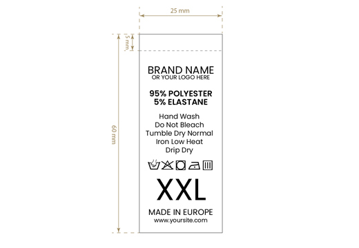 Etiqueta de composición con tamaño Modelo TC-M184